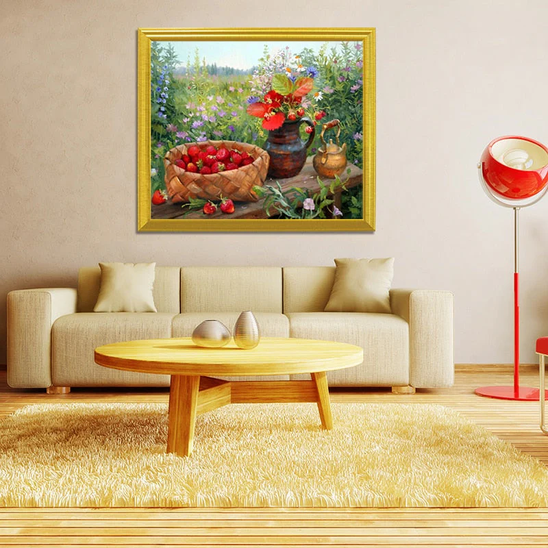 Basket Full of Strawberries & Flower Pott - Image 2