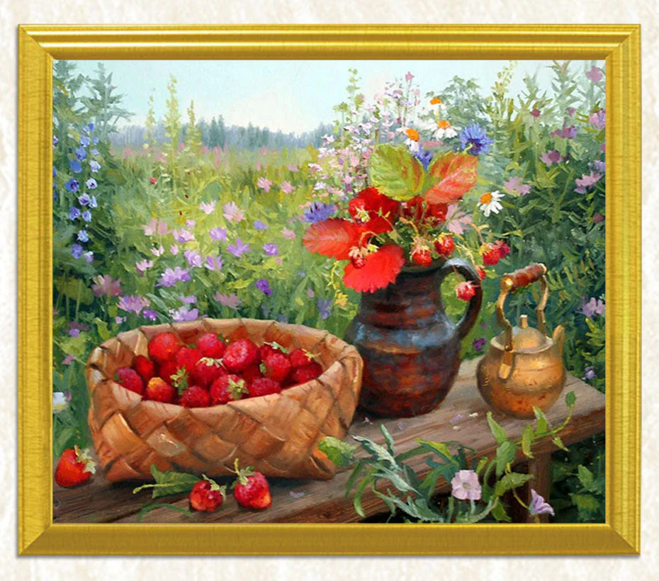 Basket Full of Strawberries & Flower Pott - Image 3