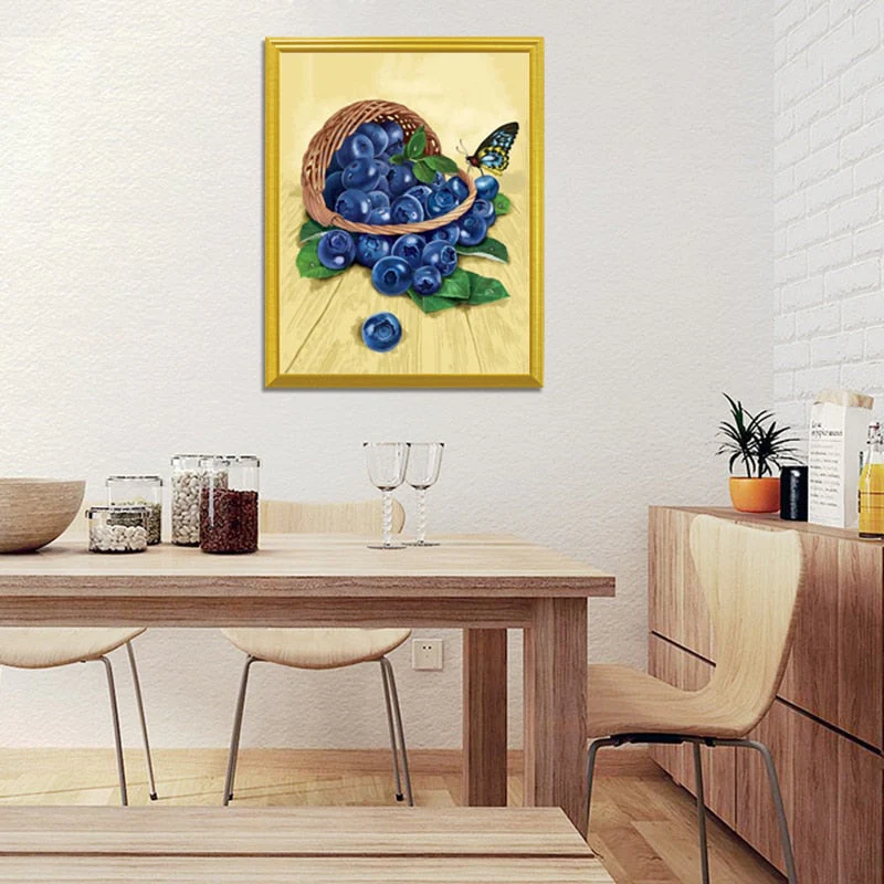 Basket of Blueberries & Butterfly - Image 2