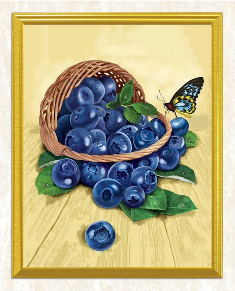 Basket of Blueberries & Butterfly - Image 3