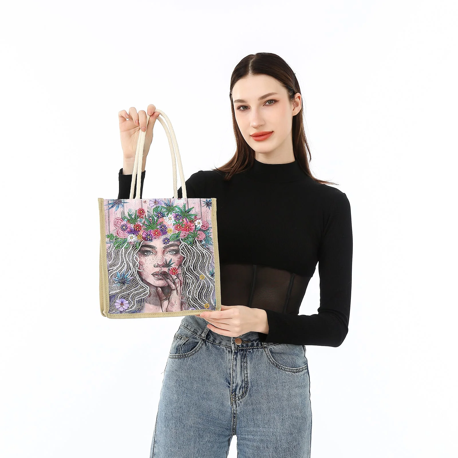 Beautiful Lady - Diamond Painting Shopping Bag - Image 3