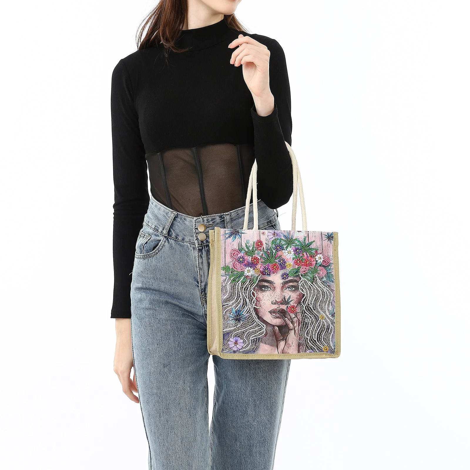 Beautiful Lady - Diamond Painting Shopping Bag - Image 4