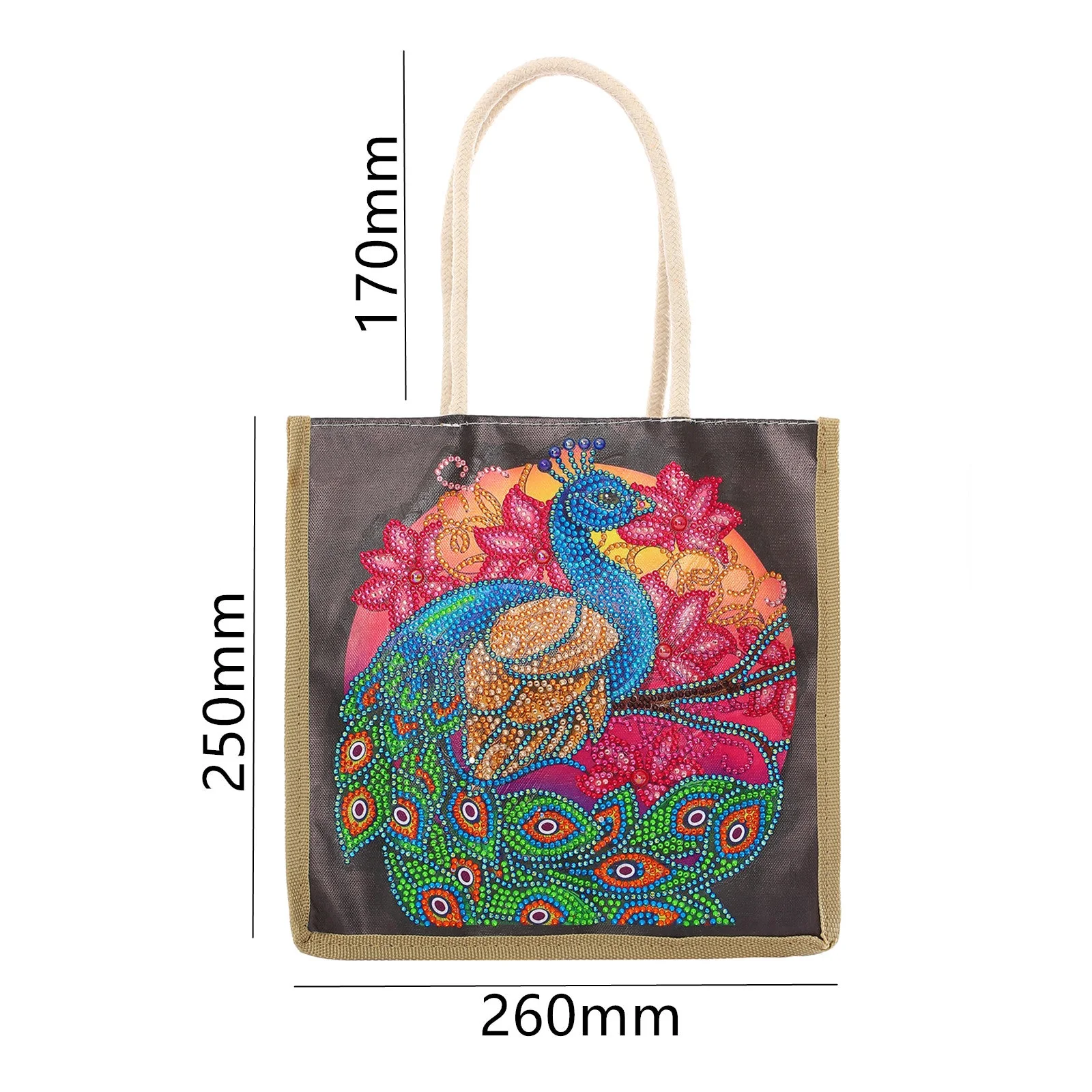 Beautiful Peacock - Diamond Painting Shopping Bag - Image 2