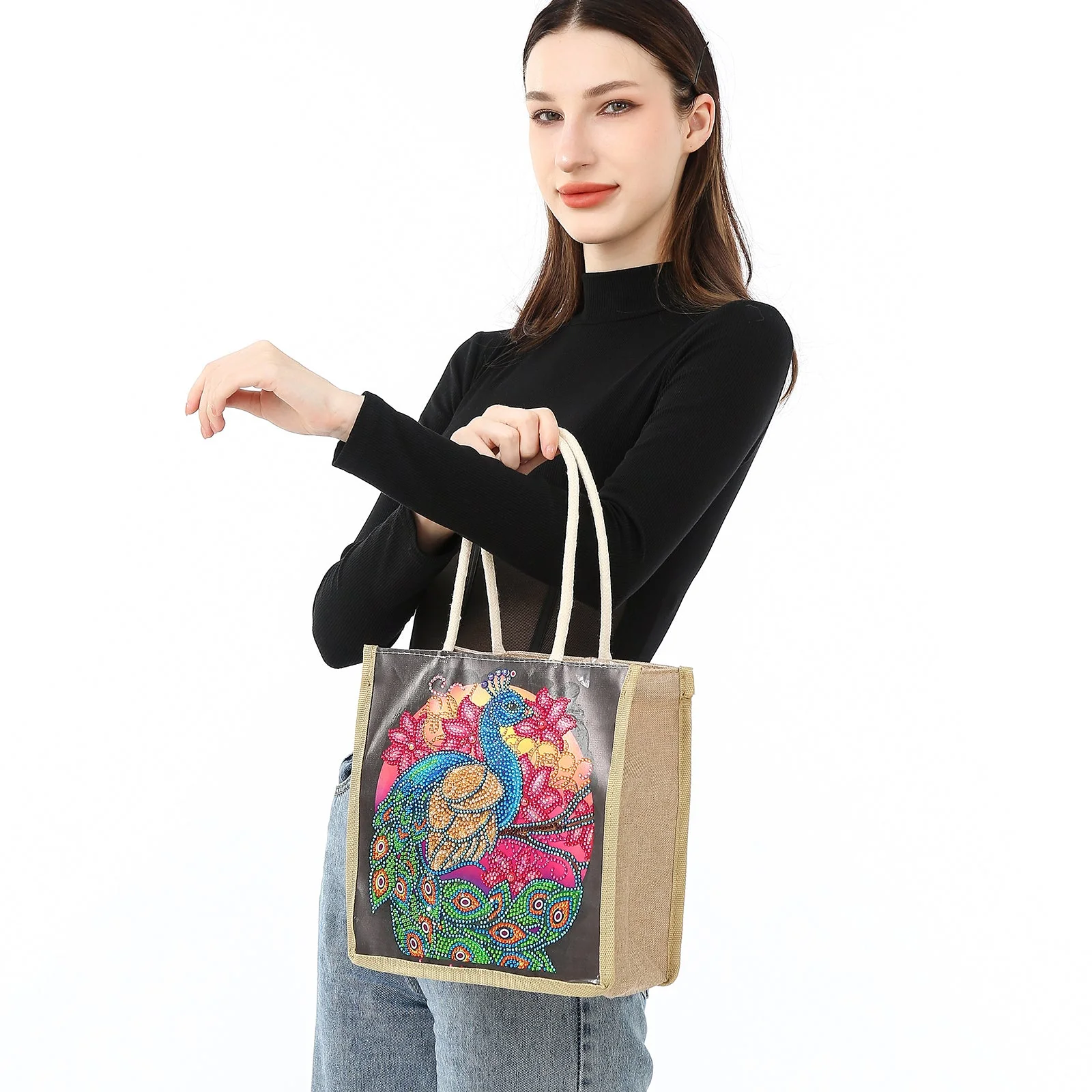 Beautiful Peacock - Diamond Painting Shopping Bag - Image 4