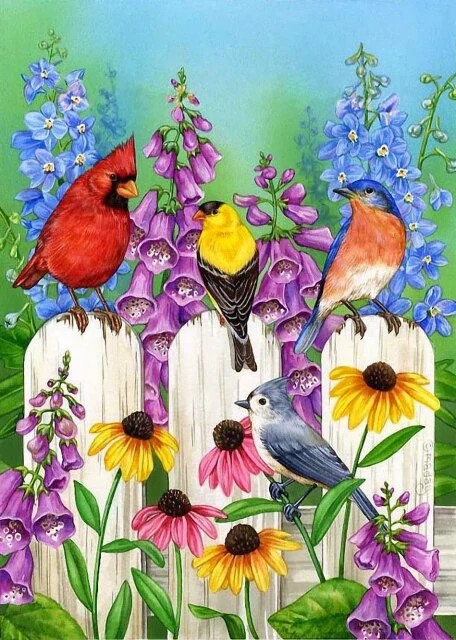 Birds In Garden - Diamond Painting Art