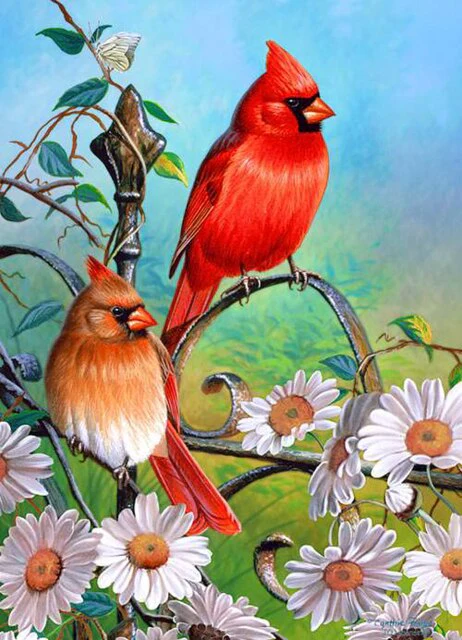 Birds On Flower Gate - DIY Diamond Painting Kit