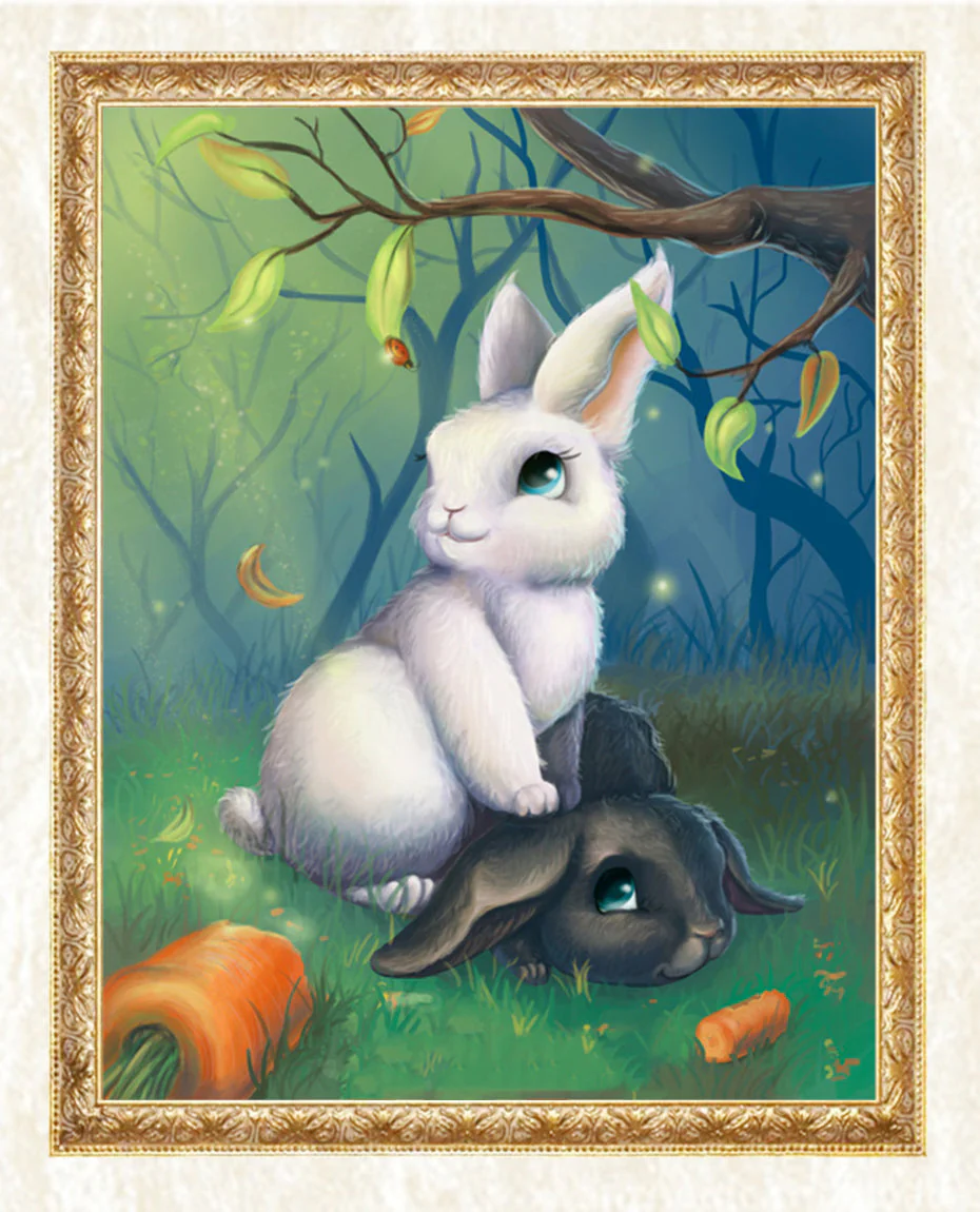 Black & White Rabbits in Forest - Image 3