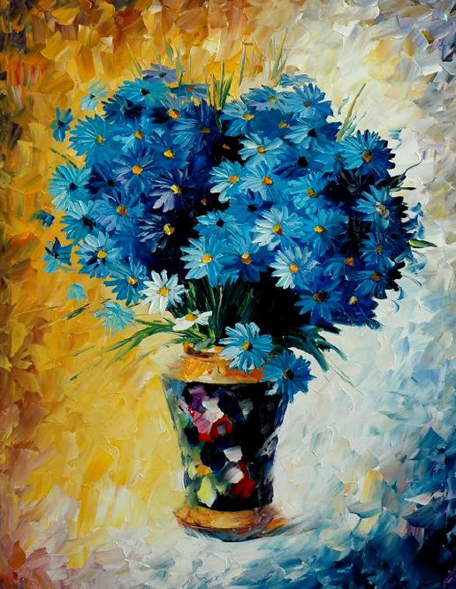 Blue Flowers - DIY Diamond Painting