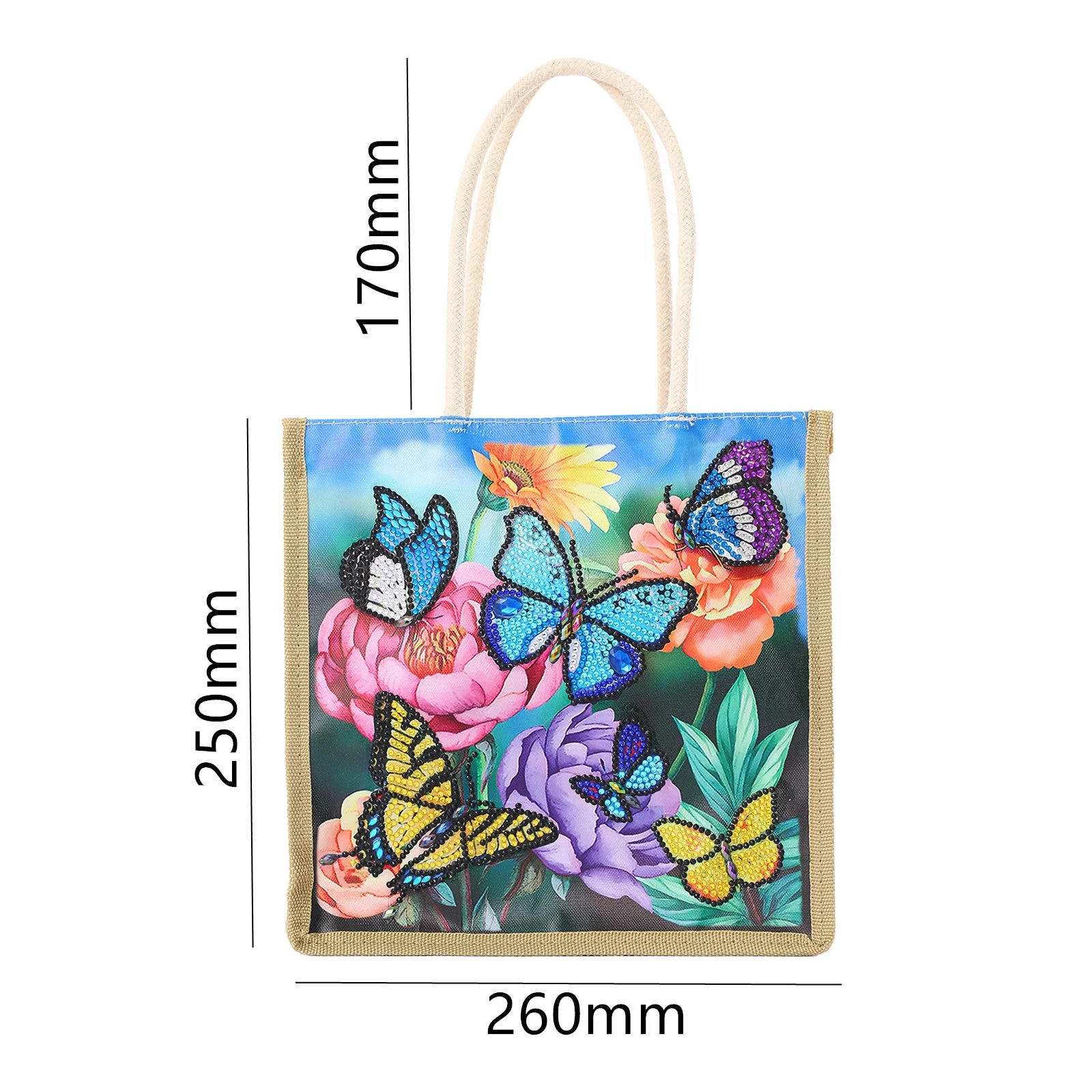 Colorful Butterflies - Diamond Painting Shopping Bag - Image 2
