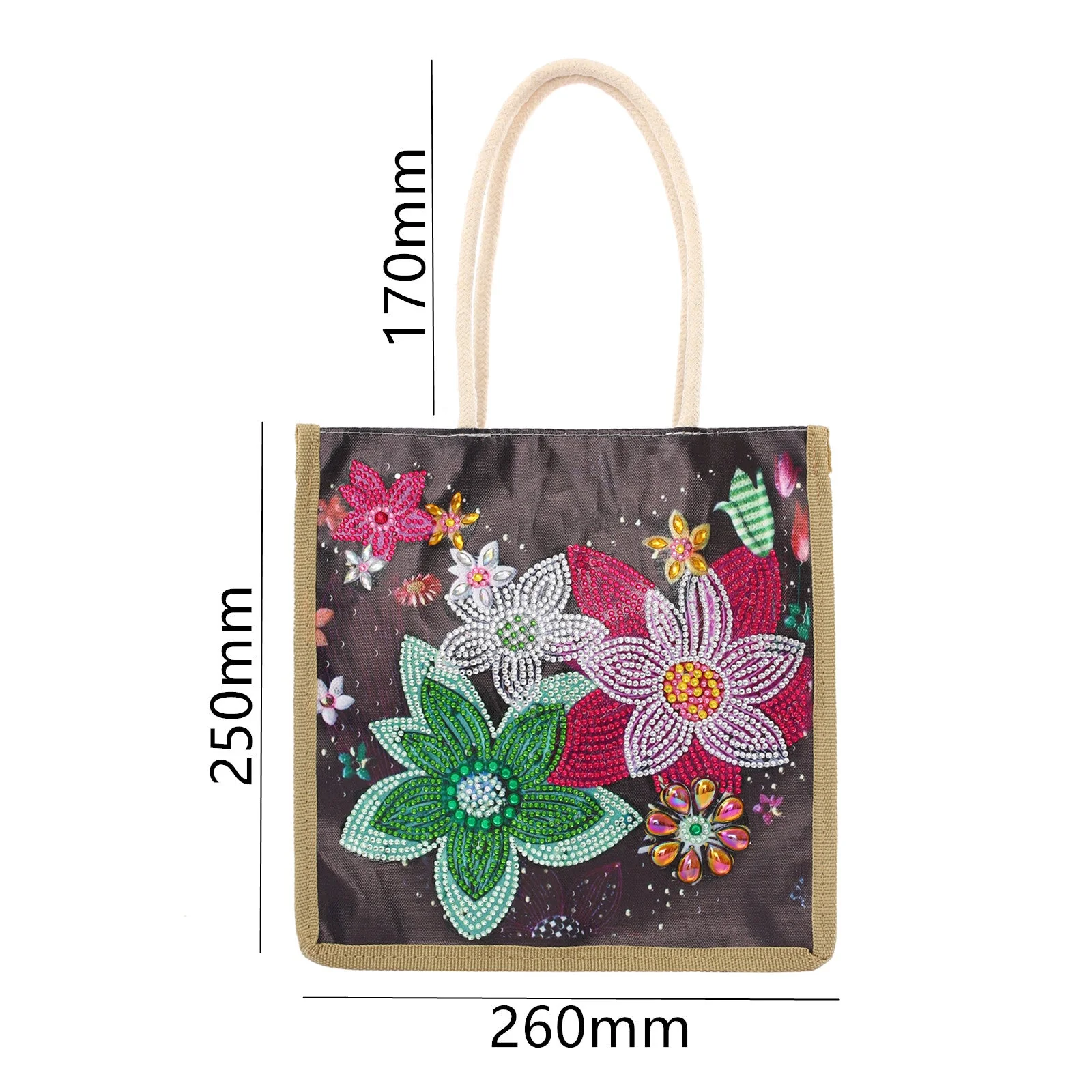 Colorful Flowers - Diamond Painting Shopping Bag - Image 2