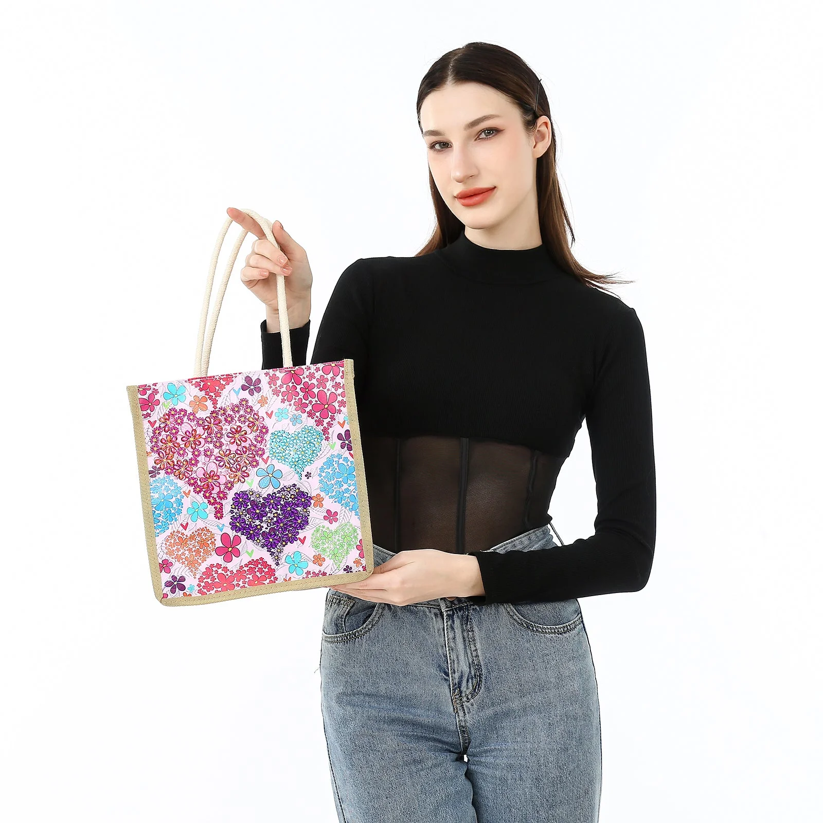 Colorful Heart - Diamond Painting Shopping Bag - Image 3