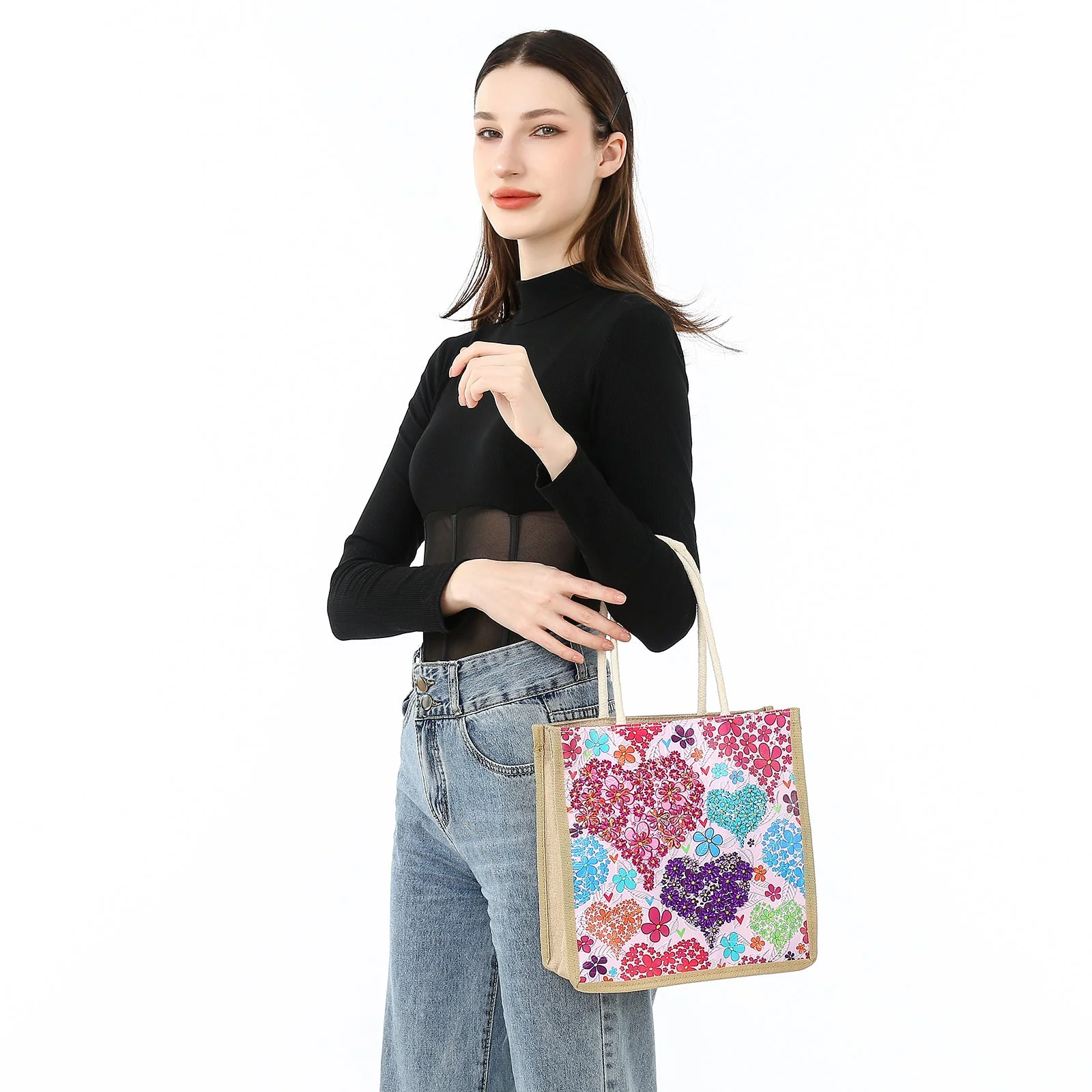 Colorful Heart - Diamond Painting Shopping Bag - Image 4