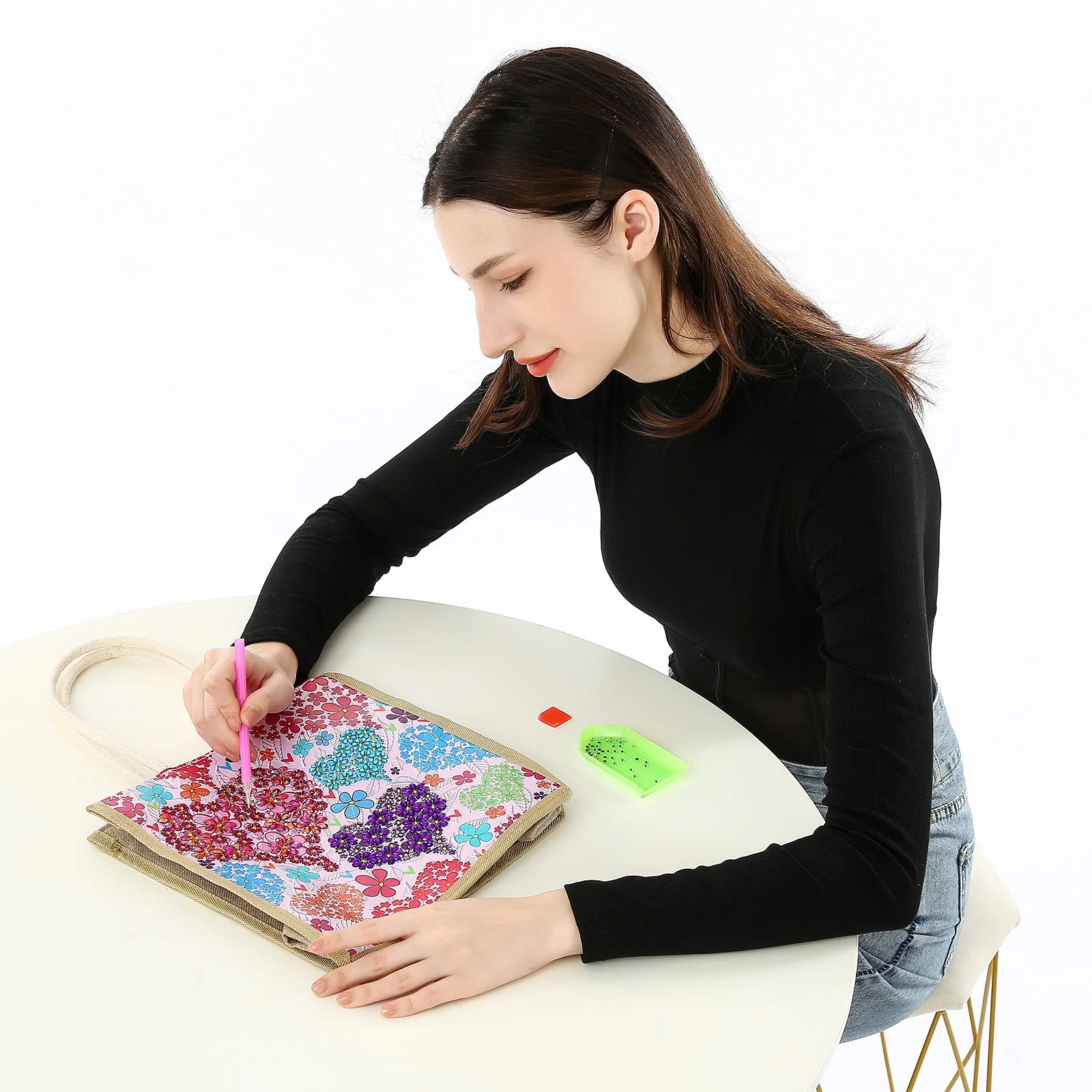 Colorful Heart - Diamond Painting Shopping Bag - Image 5