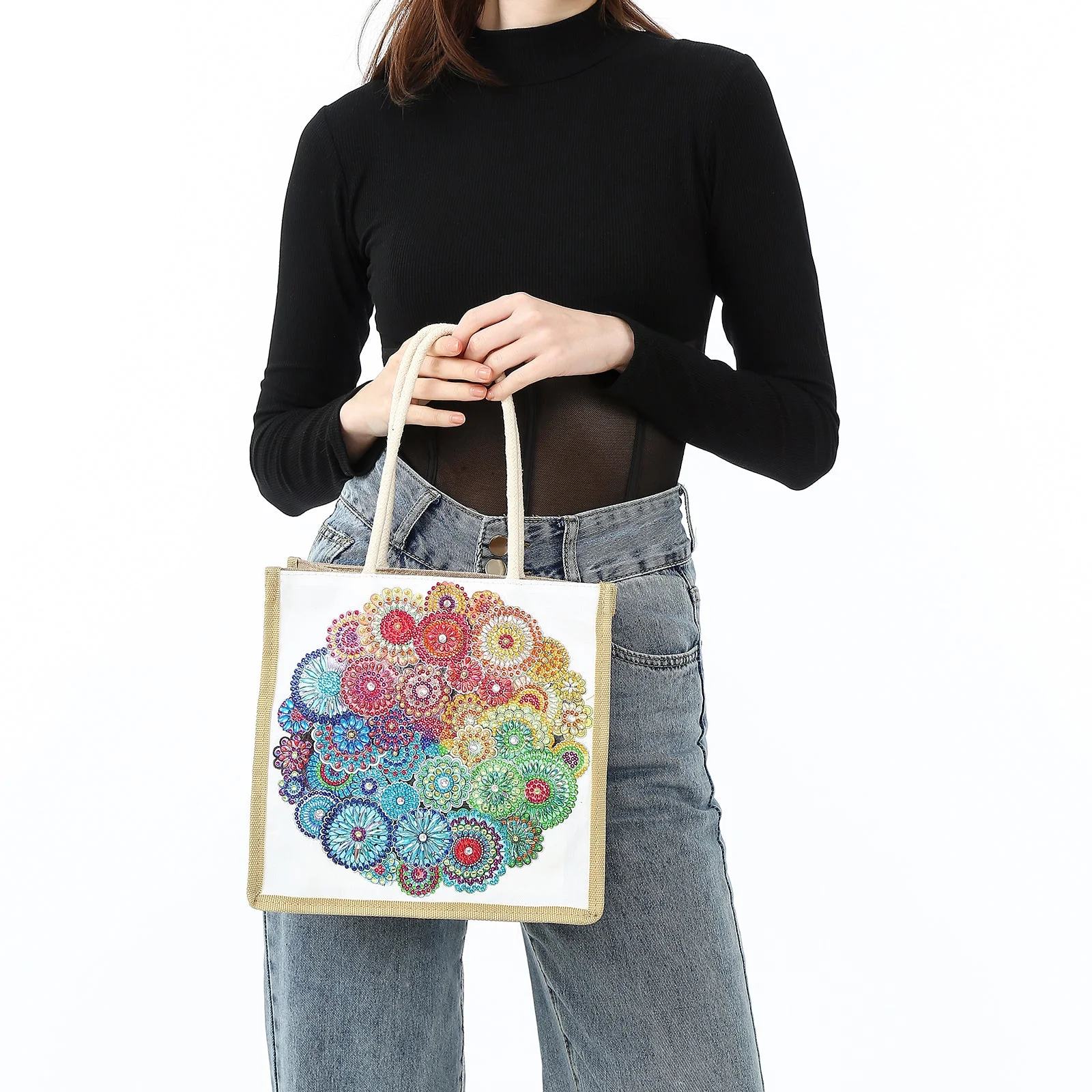 Colorful Mandala Diamond Painting Shopping Bag - Image 3