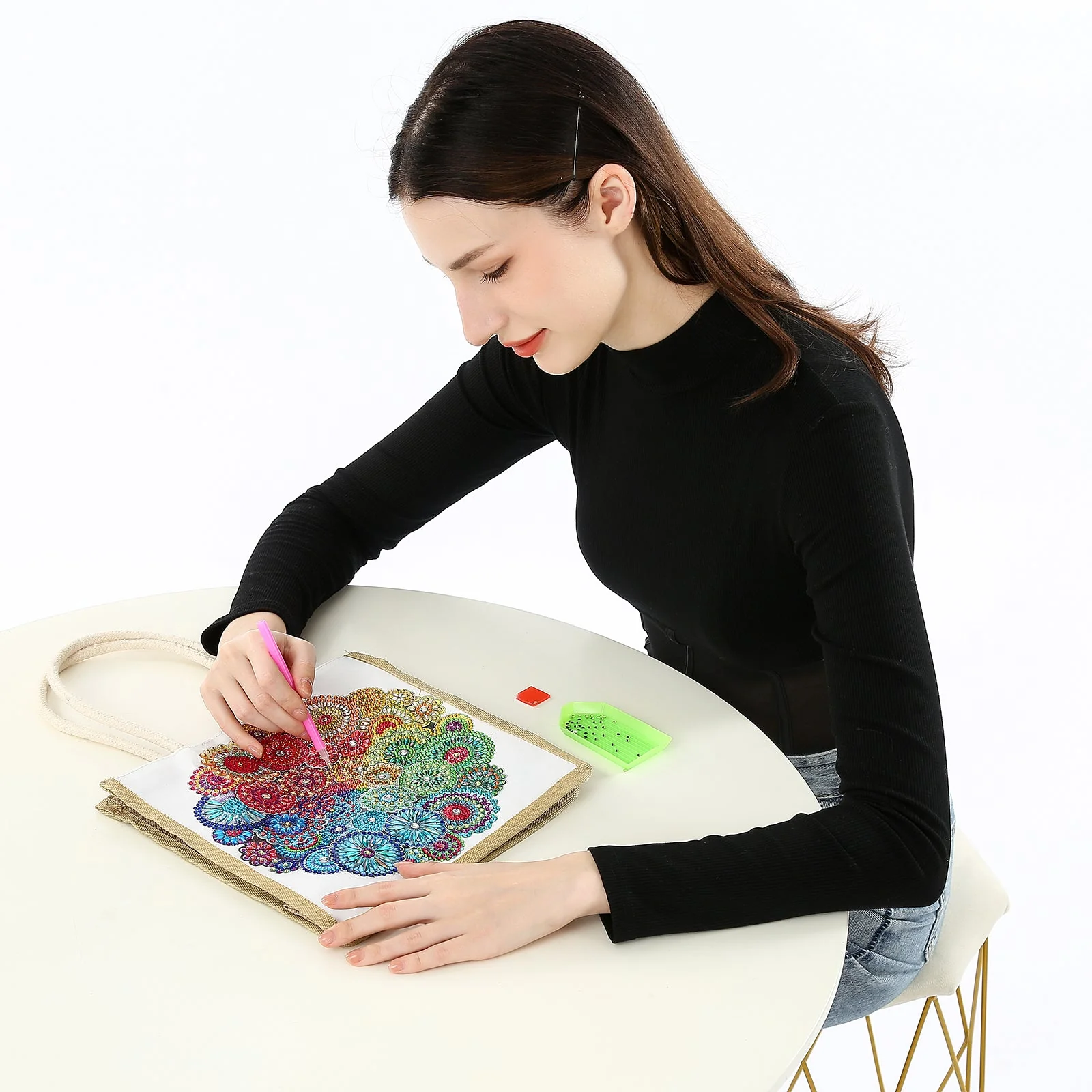 Colorful Mandala Diamond Painting Shopping Bag - Image 5