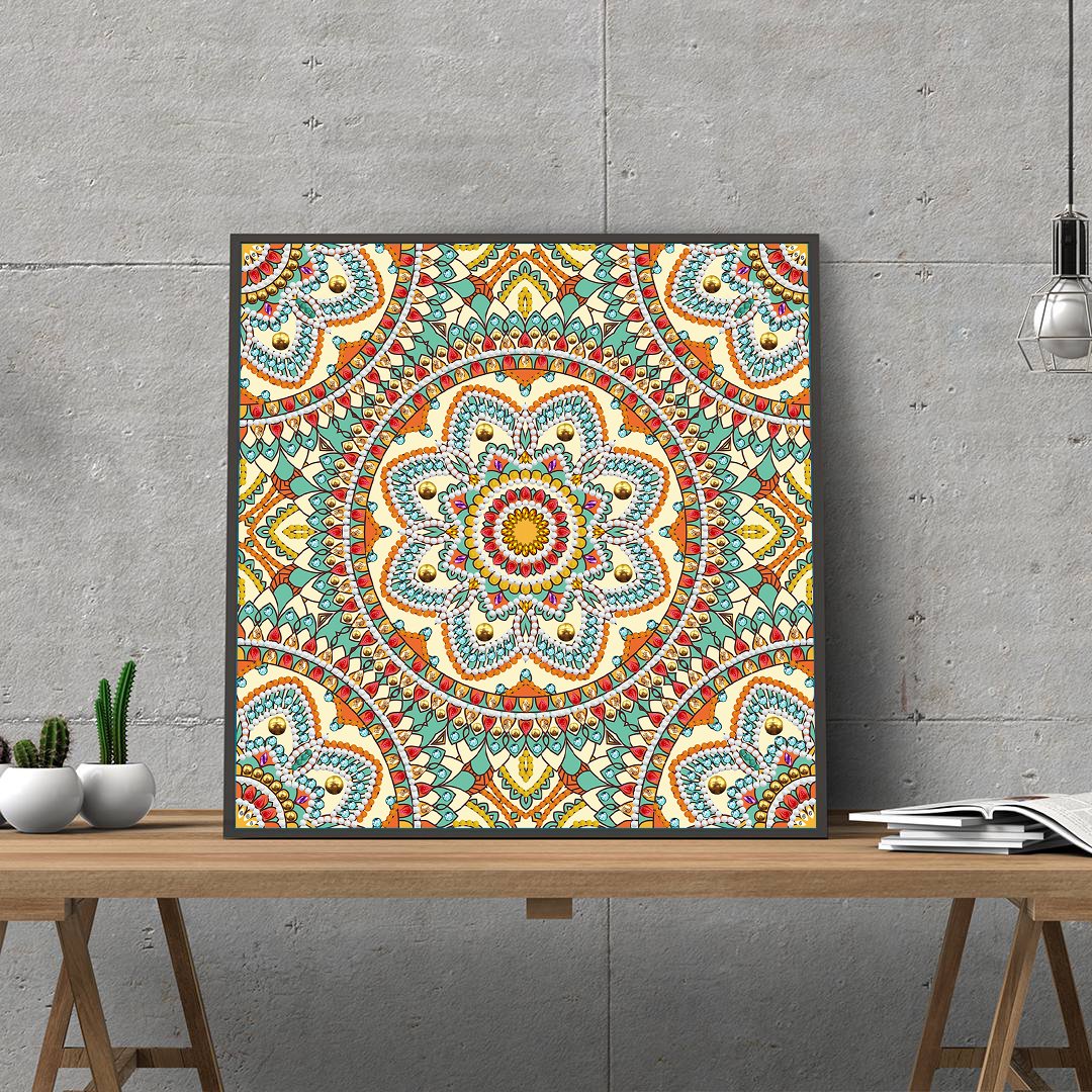Colorful Mandala Shine in Dark Diamond Painting - Image 2