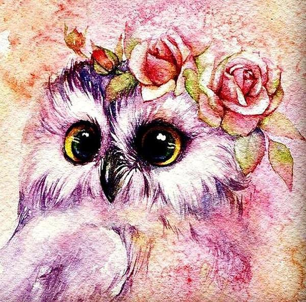 Cute Owl with Flower Crown