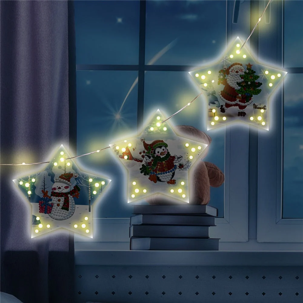 Diamond painting Christmas tree hanging lights
