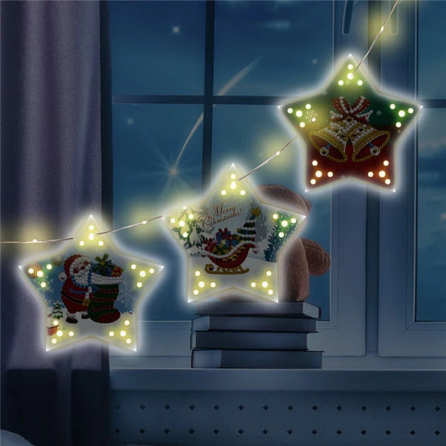 Diamond painting Christmas tree hanging lights - Image 3