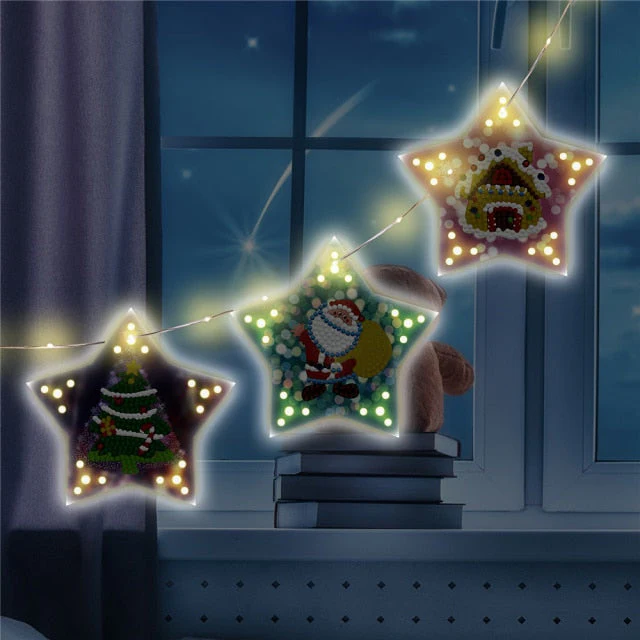 Diamond painting Christmas tree hanging lights - Image 4