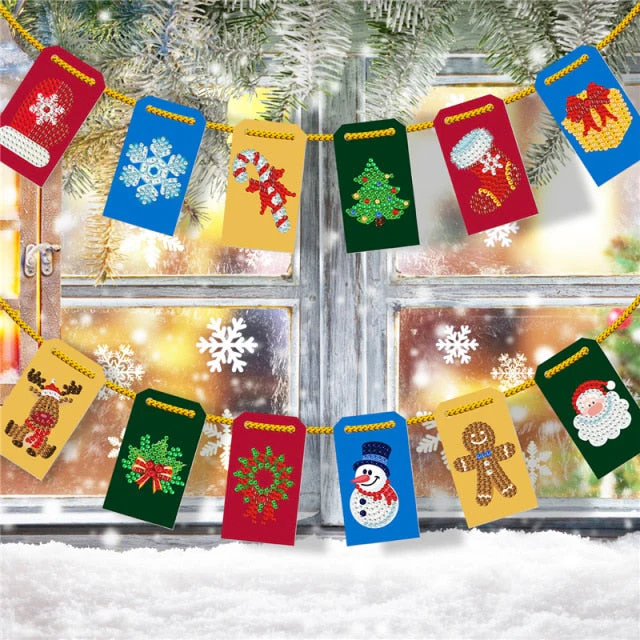 Diamond painting Christmas tree hanging lights - Image 5