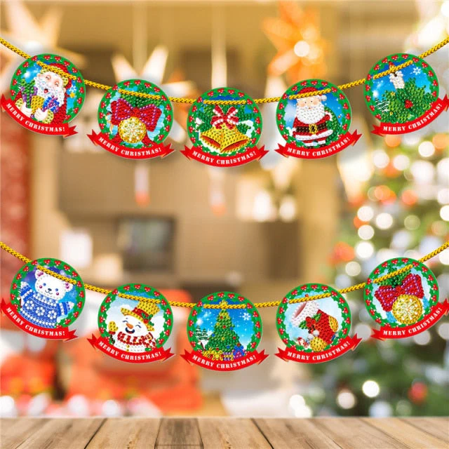 Diamond painting Christmas tree hanging lights - Image 6