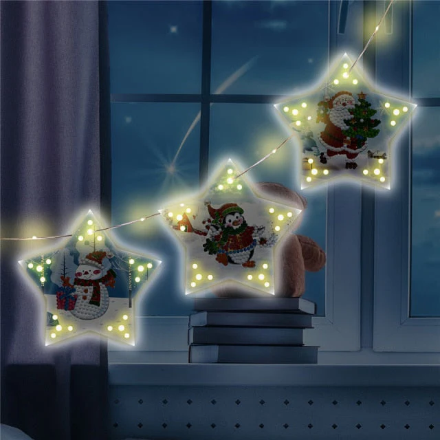 Diamond painting Christmas tree hanging lights - Image 7