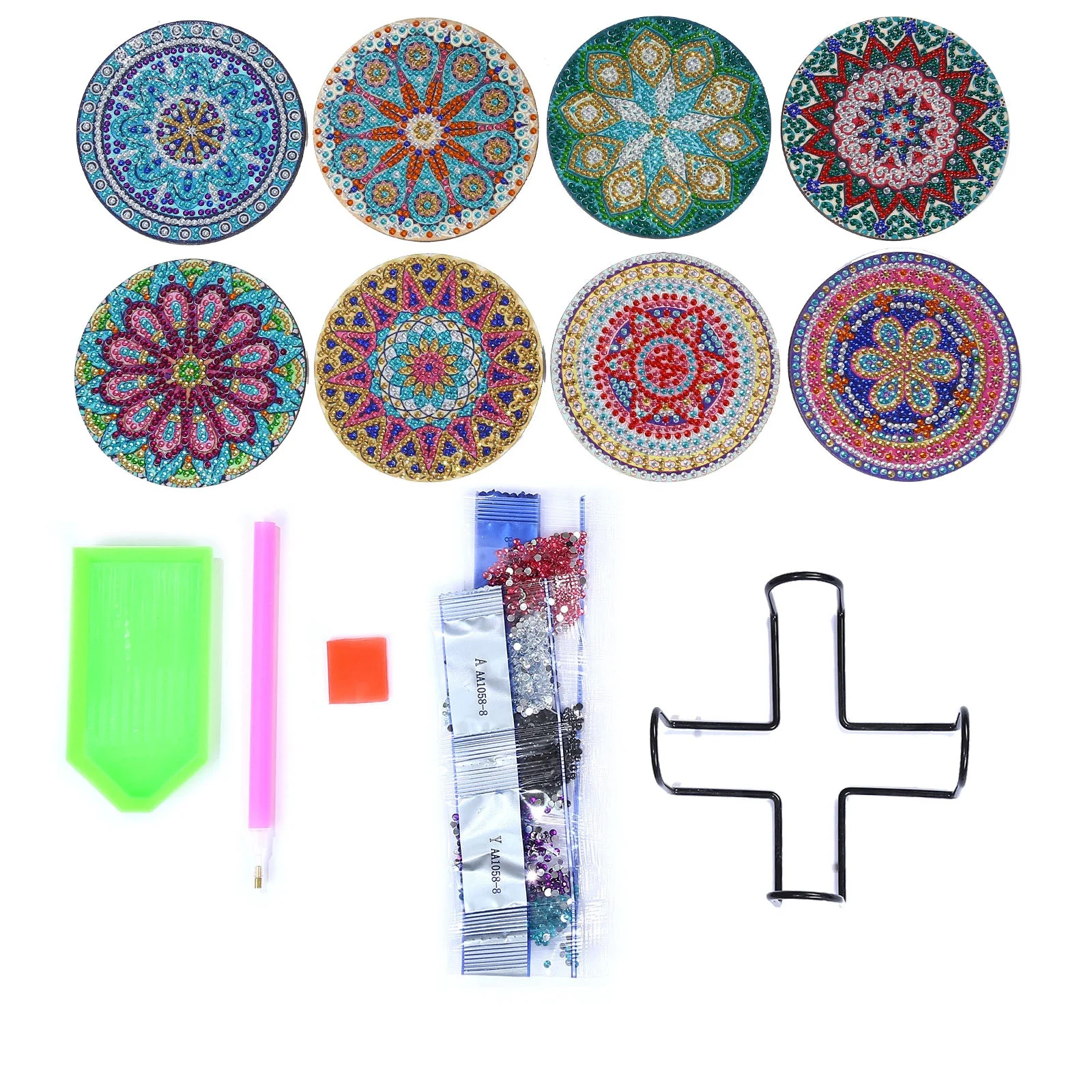 Diamond Painting Mandala Coasters & Stand - Image 10