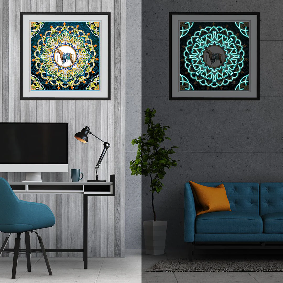 Horse Painting In Mandala Style - Glow in the dark