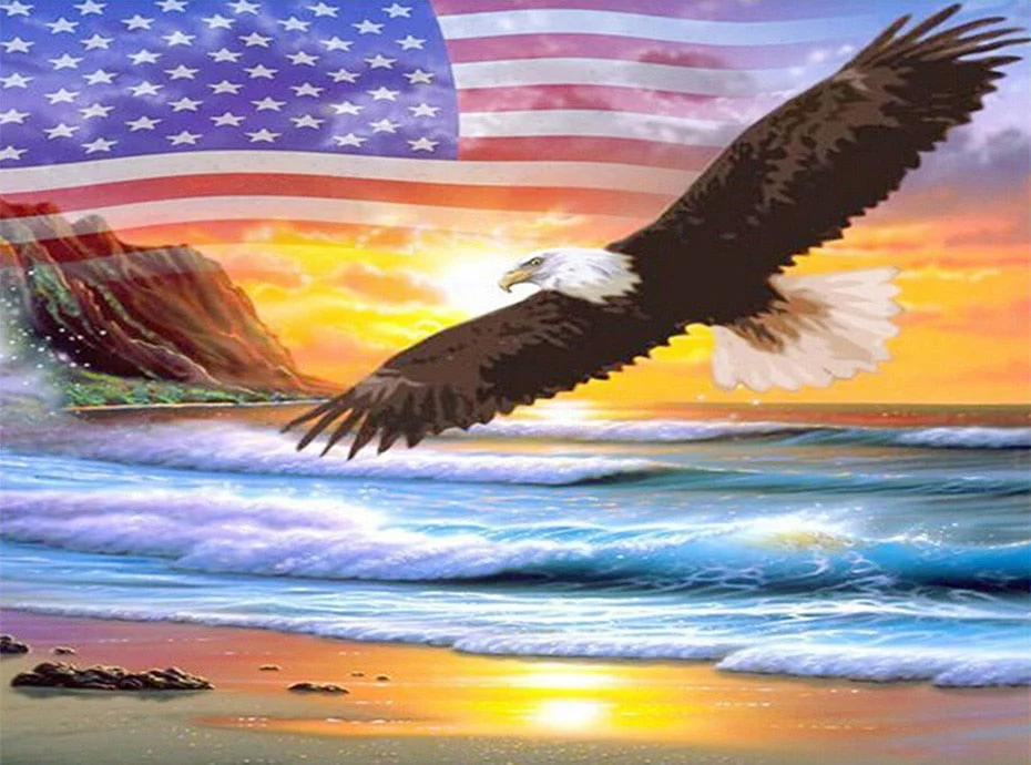 Eagle Flying on the Beach