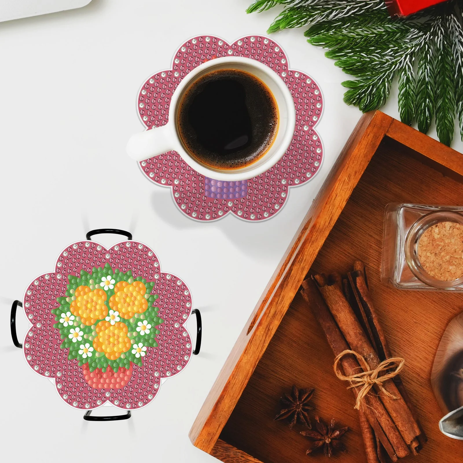 Floral Diamond Painting Table Coasters - Image 3