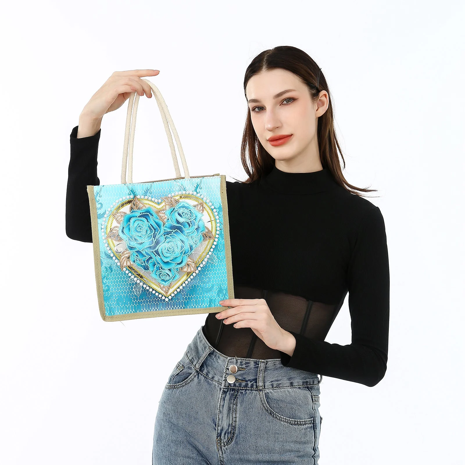 Flower Heart - Diamond Painting Shopping Bag - Image 3