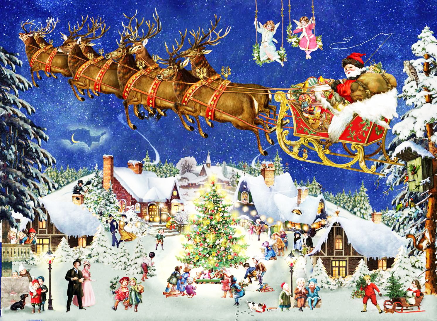 Flying Santa - Art by Barbara Behr