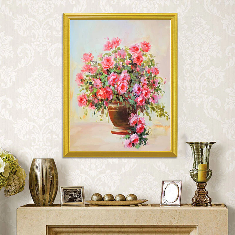 Fresh Pink Flowers Pot DIY Painting - Image 2