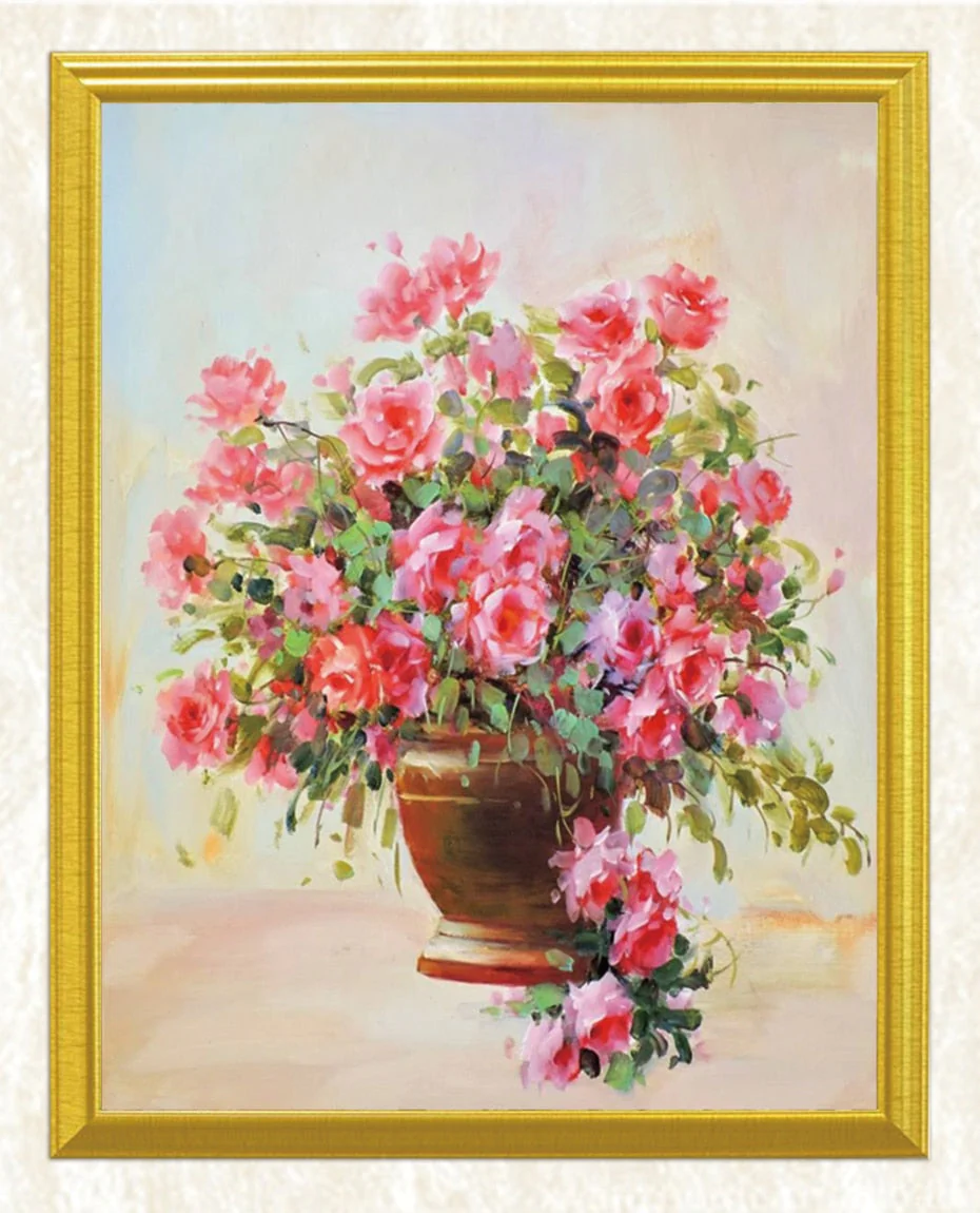 Fresh Pink Flowers Pot DIY Painting - Image 3
