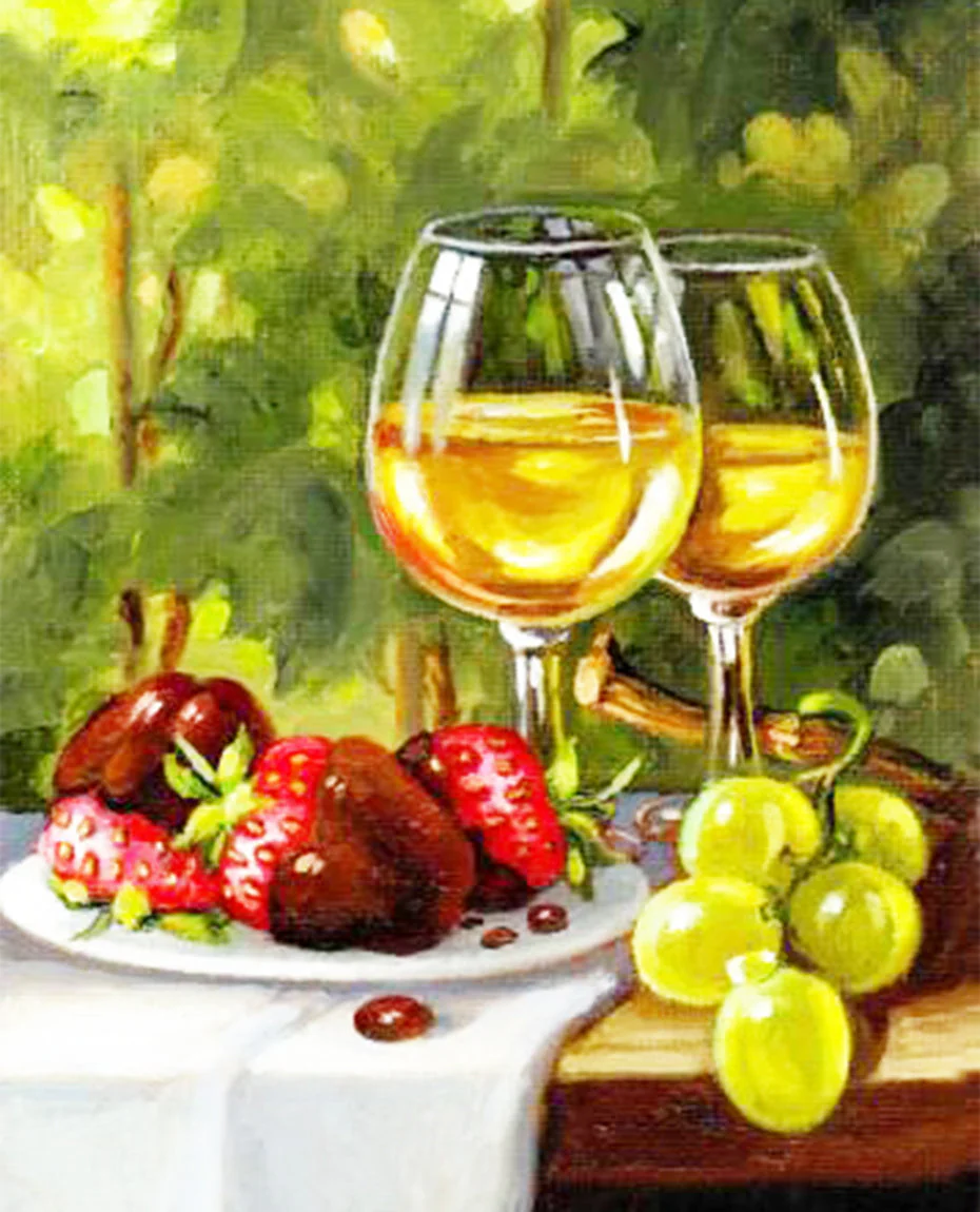 Fruit Plate & Glasses of Wine DIY Painting