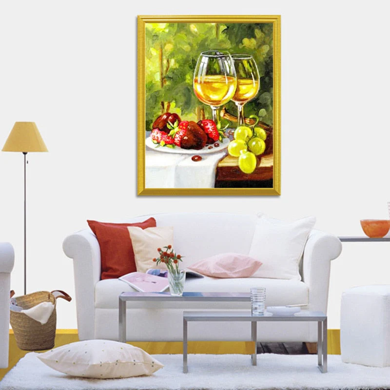 Fruit Plate & Glasses of Wine DIY Painting - Image 2