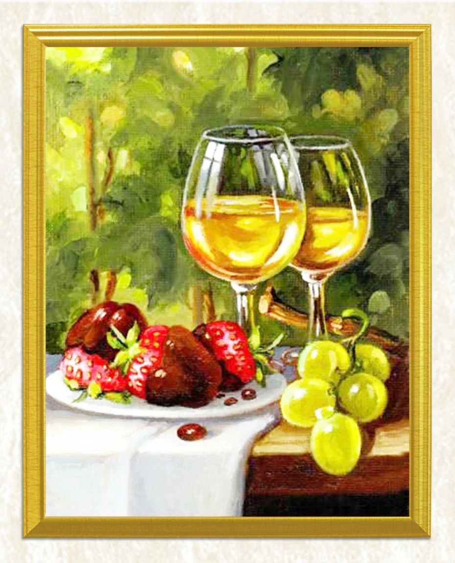Fruit Plate & Glasses of Wine DIY Painting - Image 3