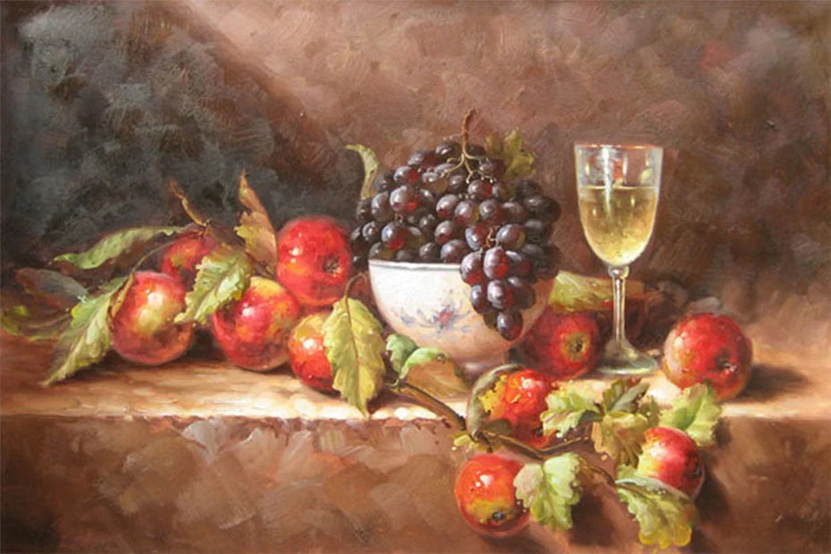 Fruits on Table with Wine Glass DIY Diamond Painting