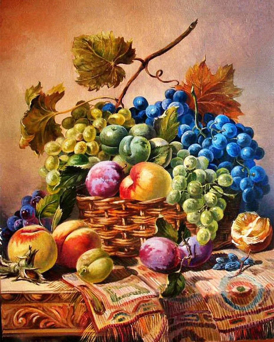 Fruits Spilling Down of Basket Diamond Painting