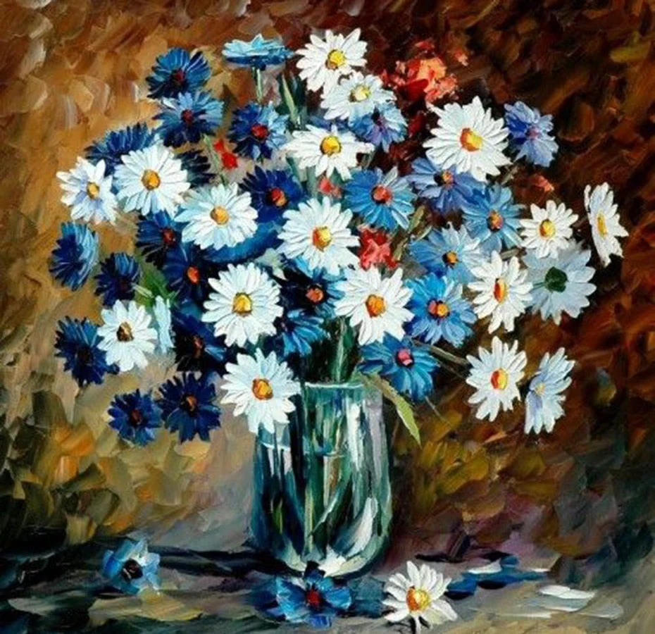 Glass Vase & Colorful Flowers