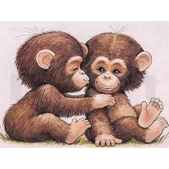 Happy Baby Monkeys - Diamond Painting
