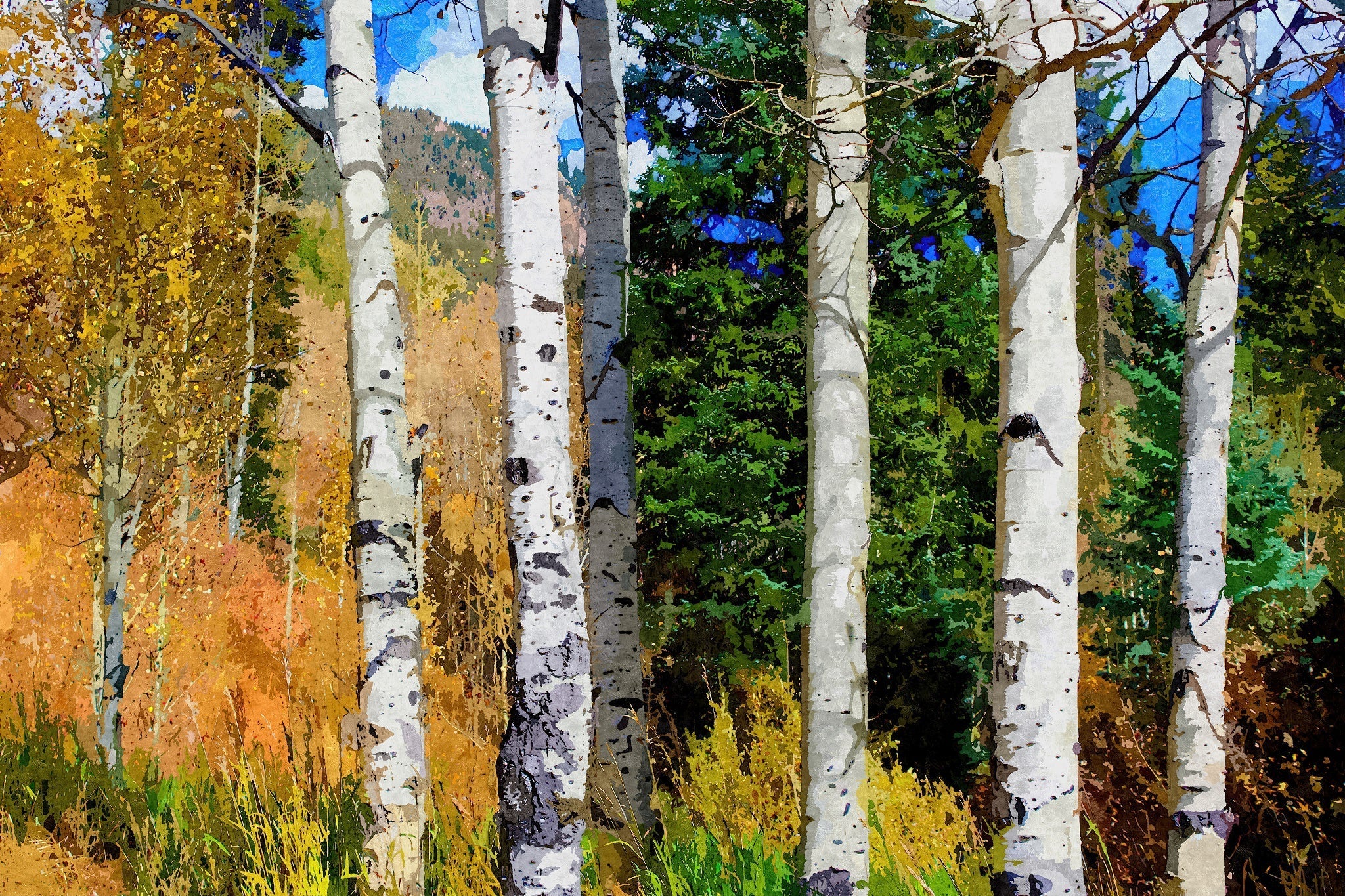 Hillside Aspen Grove - Art by Denise Dundon