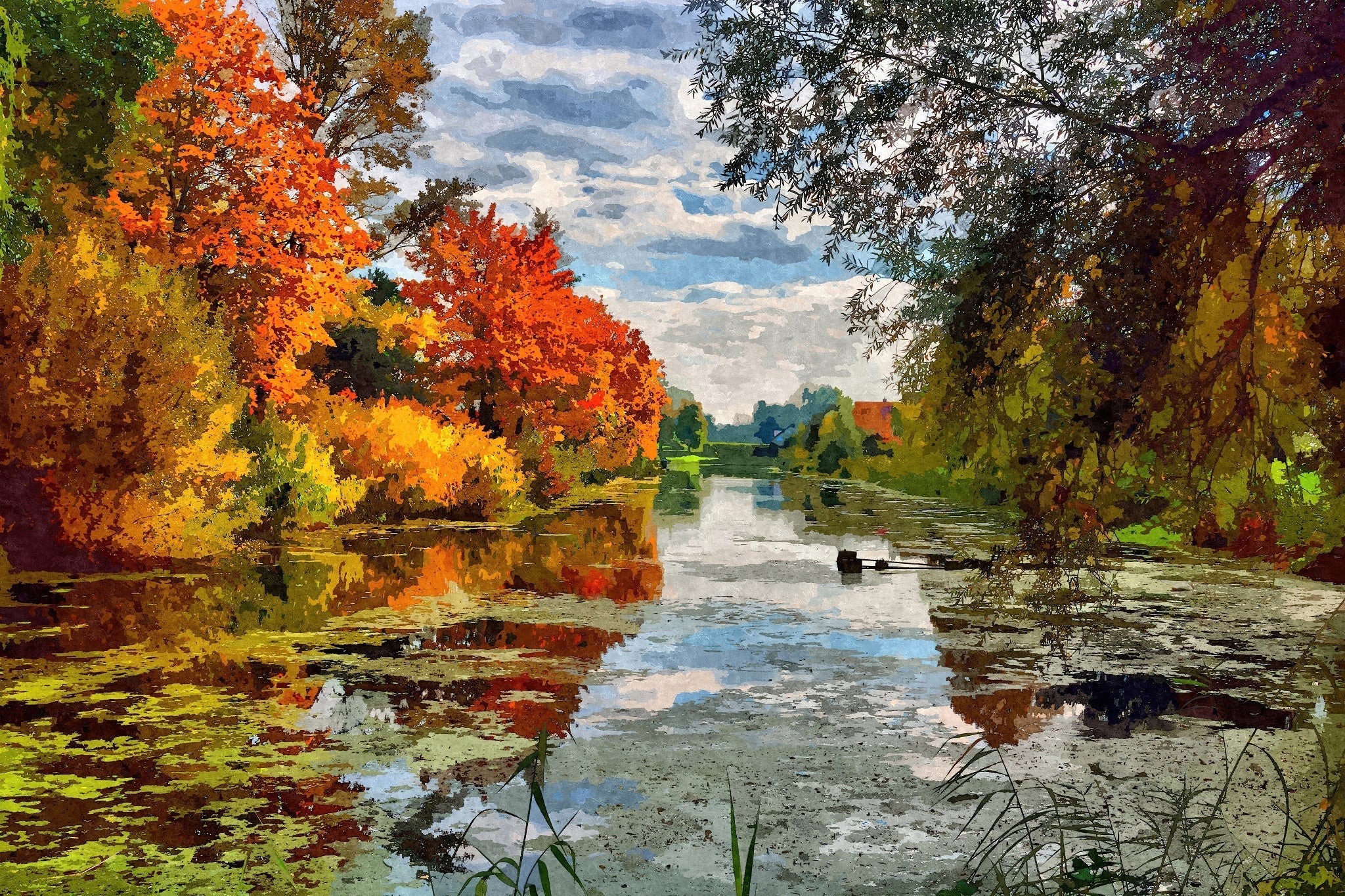 Lakeside Autumn Trees - Art by Denise Dundon
