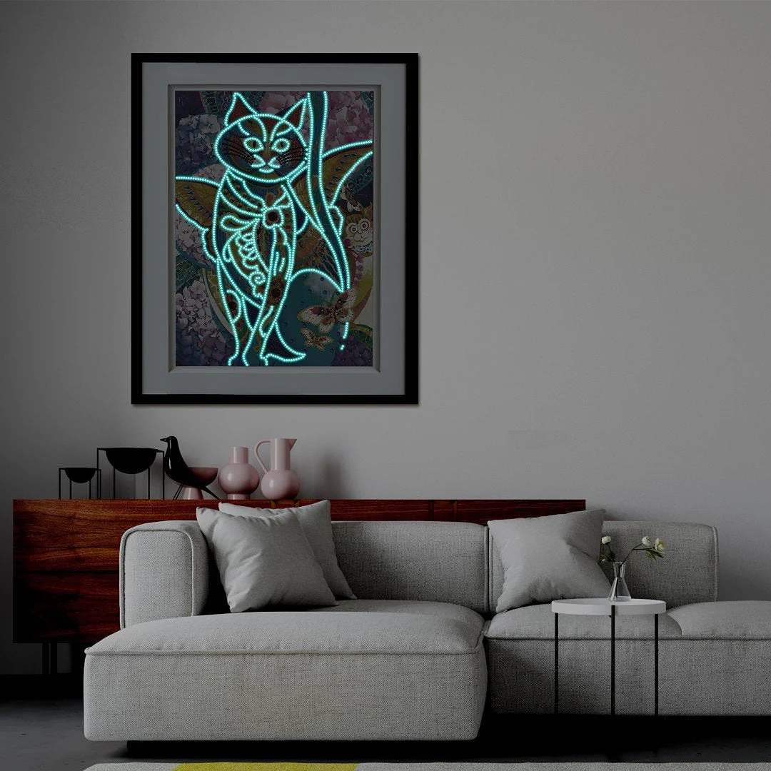 Night Glowing Egyptian Cat Diamond Portrait - Image 2