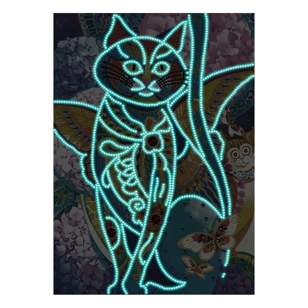 Night Glowing Egyptian Cat Diamond Portrait - Image 5