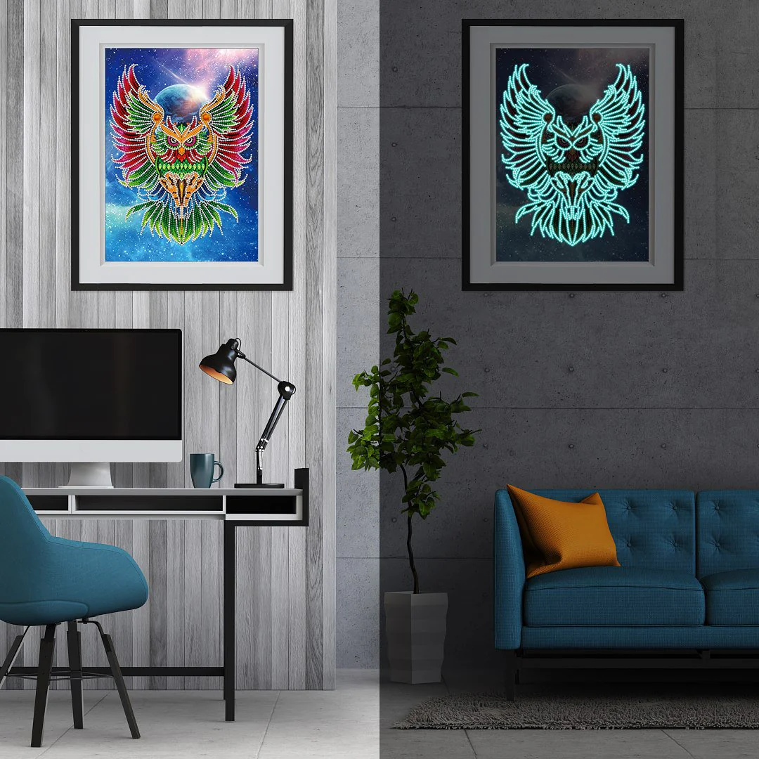 Owl Glow In The Dark Diamond Painting