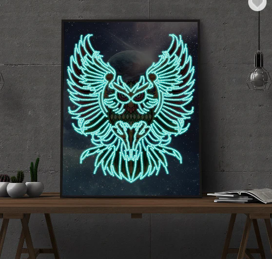 Owl Glow In The Dark Diamond Painting - Image 5
