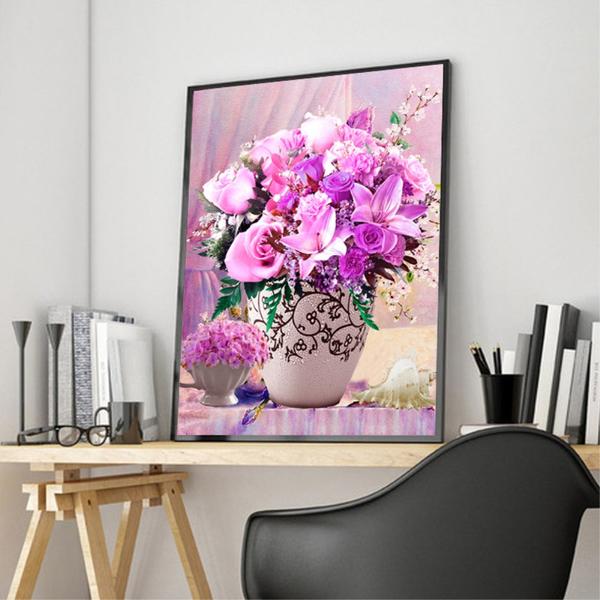 Pink & Purple Roses DIY Diamond Painting - Image 2