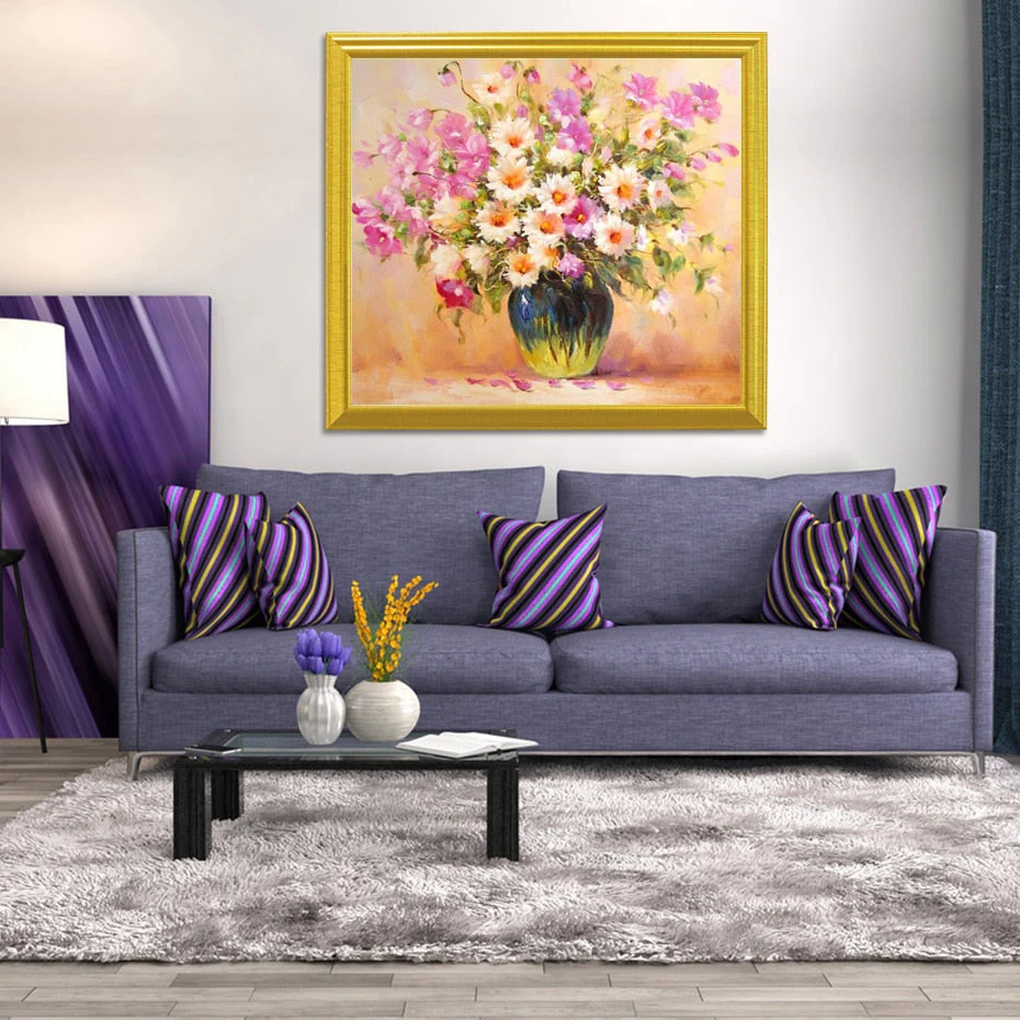 Pink & White Flowers DIY Painting - Image 2